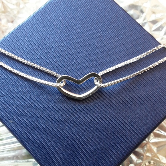 A3 NEW Sterling Double Chain Floating Heart - Picture 3 of 7